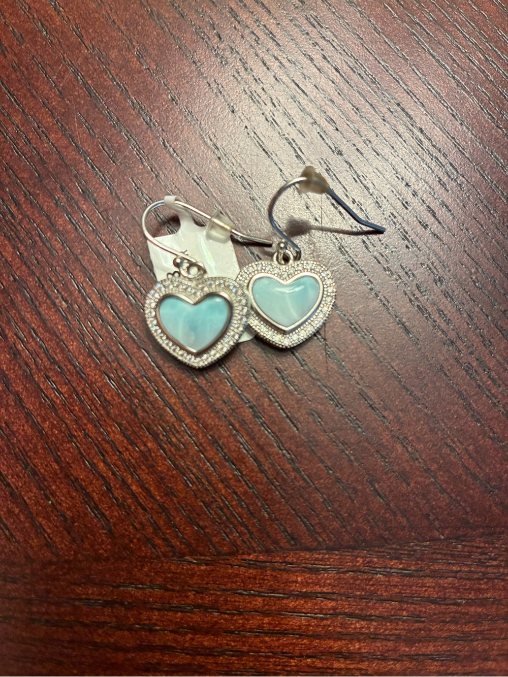 Heart-Shaped Blue Larimer Drop Earrings NWT